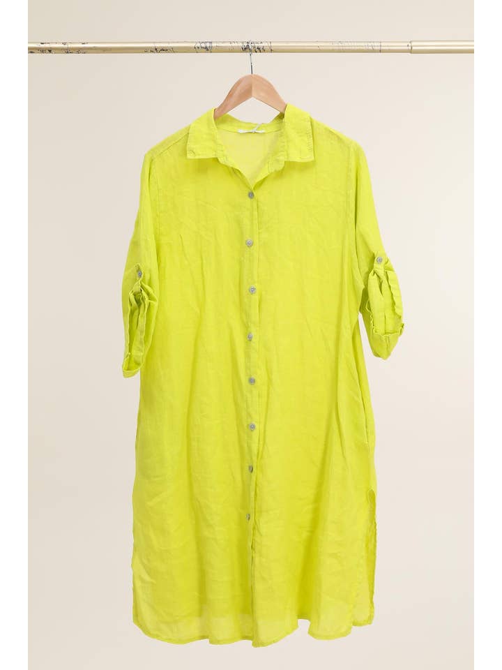 la maison des fibres naturelles - Wholesale Dress – Women's - Mid-length buttoned shirt dress 100% linen 69319019