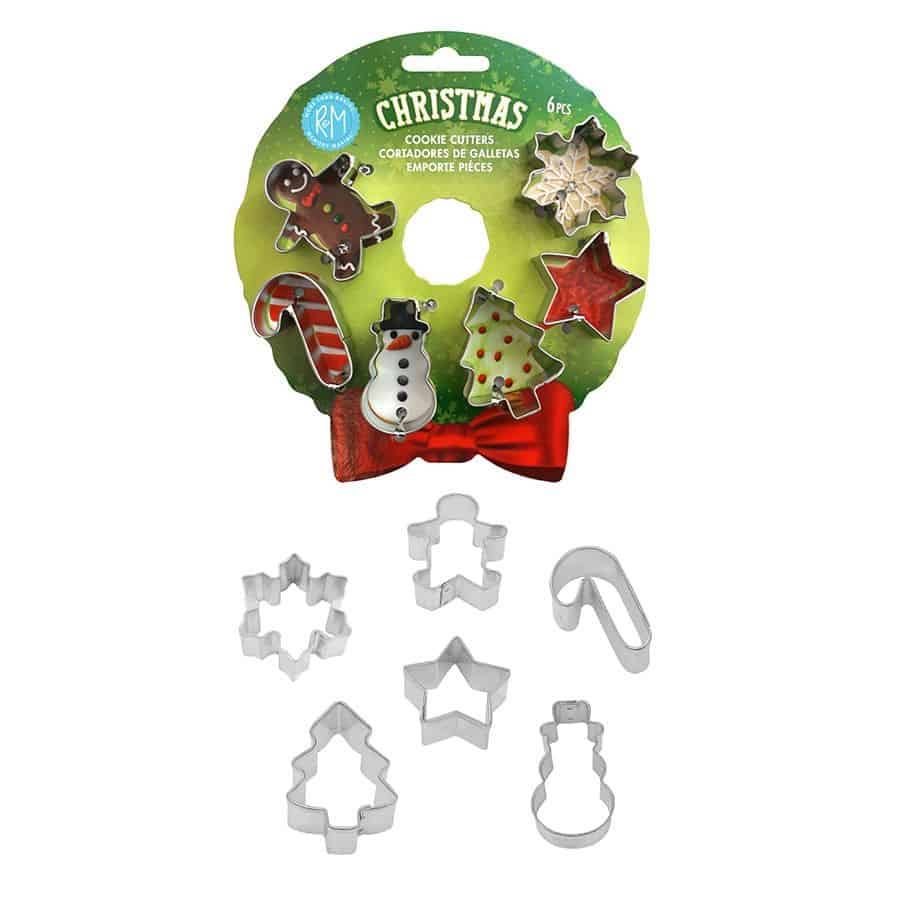 R&M International - Wholesale Cookie Cutter - Mini Christmas 6 PC Cookie Cutter Set on Wreath Card1