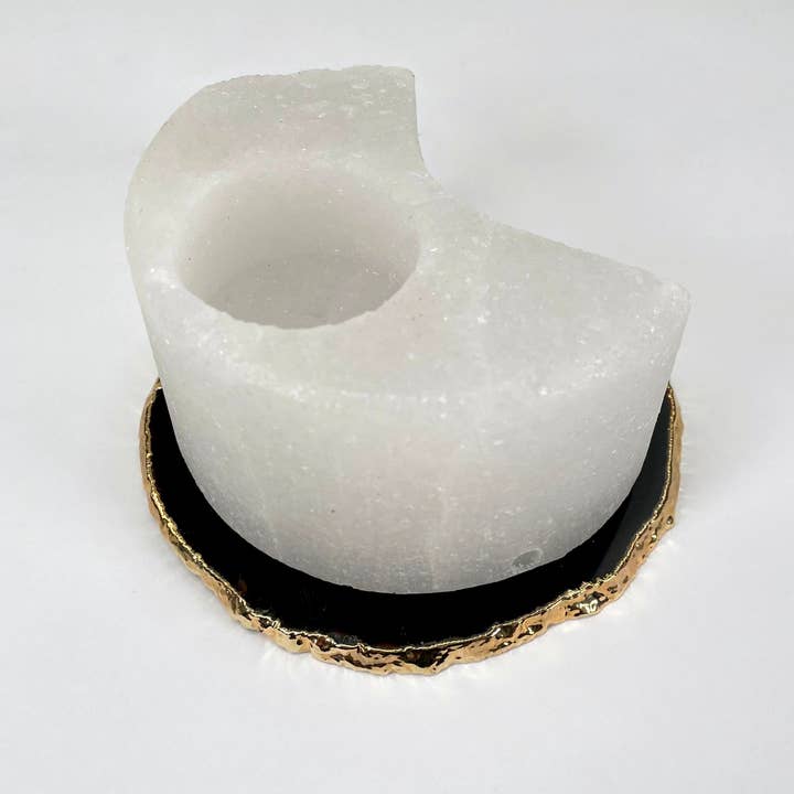 Rock Paradise - Wholesale Candle holder - Crystal Himalayan Salt White Moon Candle Holder3