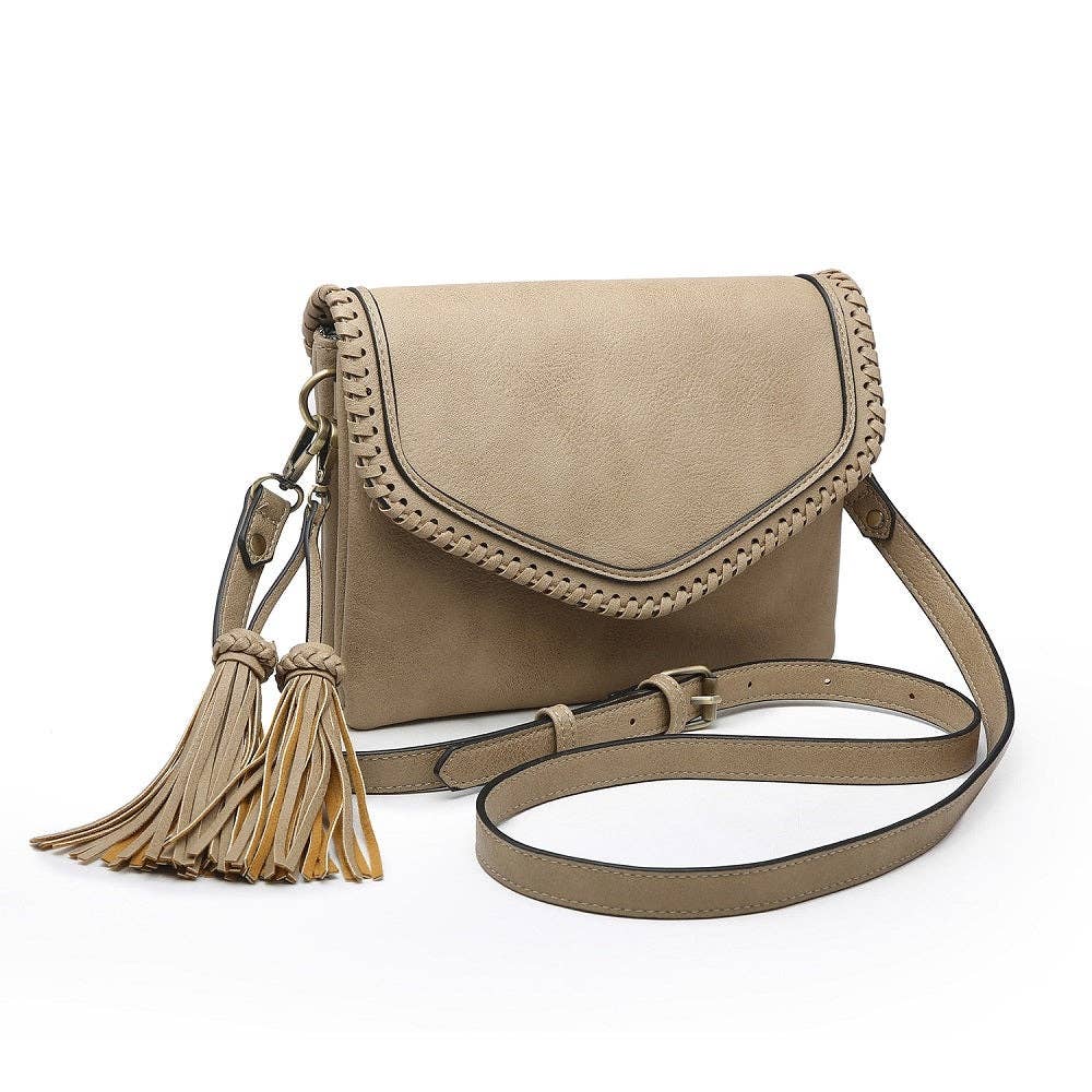 MiMi Wholesale - Wholesale Crossbody Bag - Women's - Flapover Crossbody Bag with Whipstitch & Double Tassel1