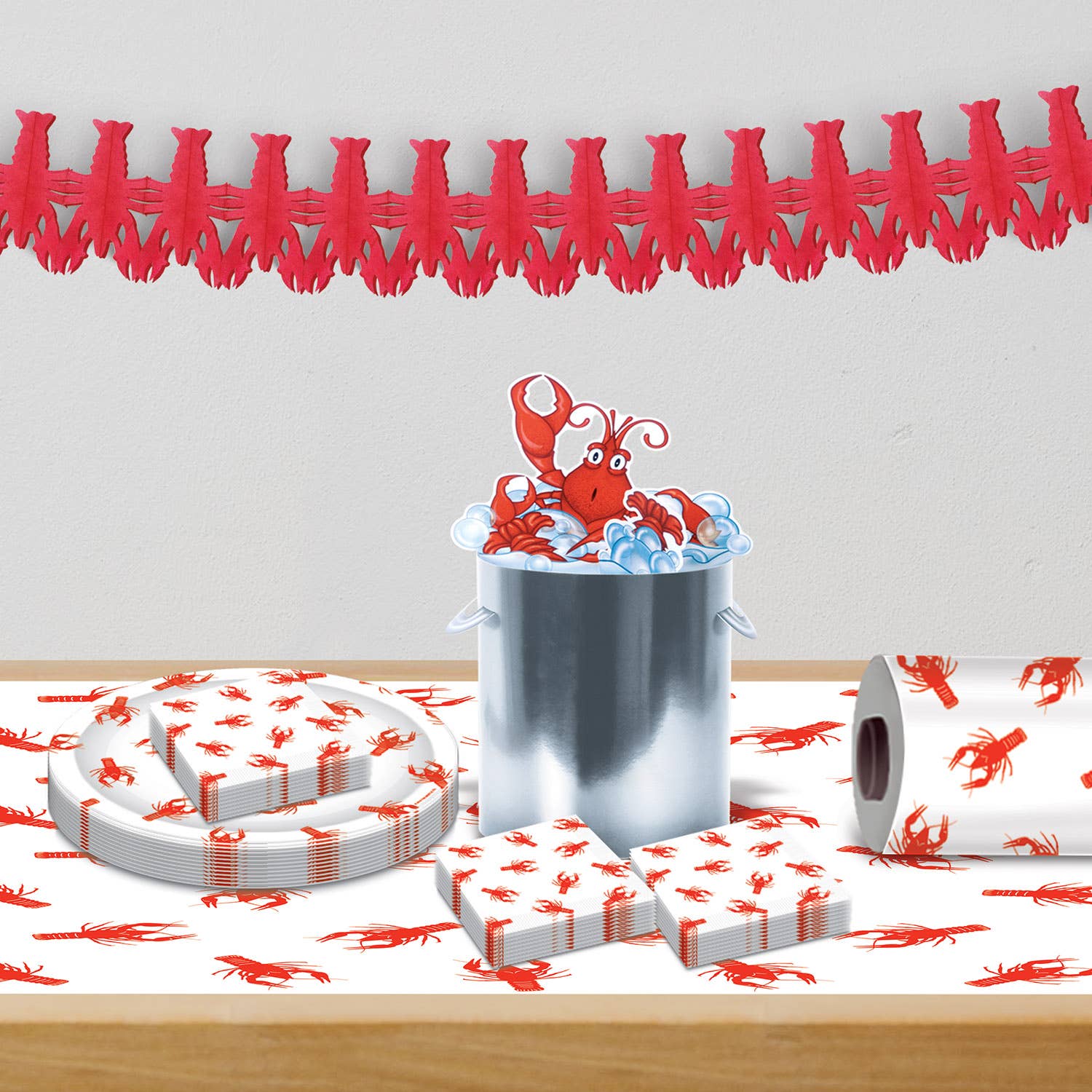 Beistle - Wholesale Disposable Table Cover/Runner - Crawfish Table Roll, Plastic, 40" x 100'4