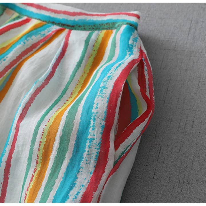 Funkyrel® Atzbranding Limited - Vente Pantalon – femme - Pantalon à rayures arc-en-ciel Dopamine – Pantalon ample et aéré avec doublure4