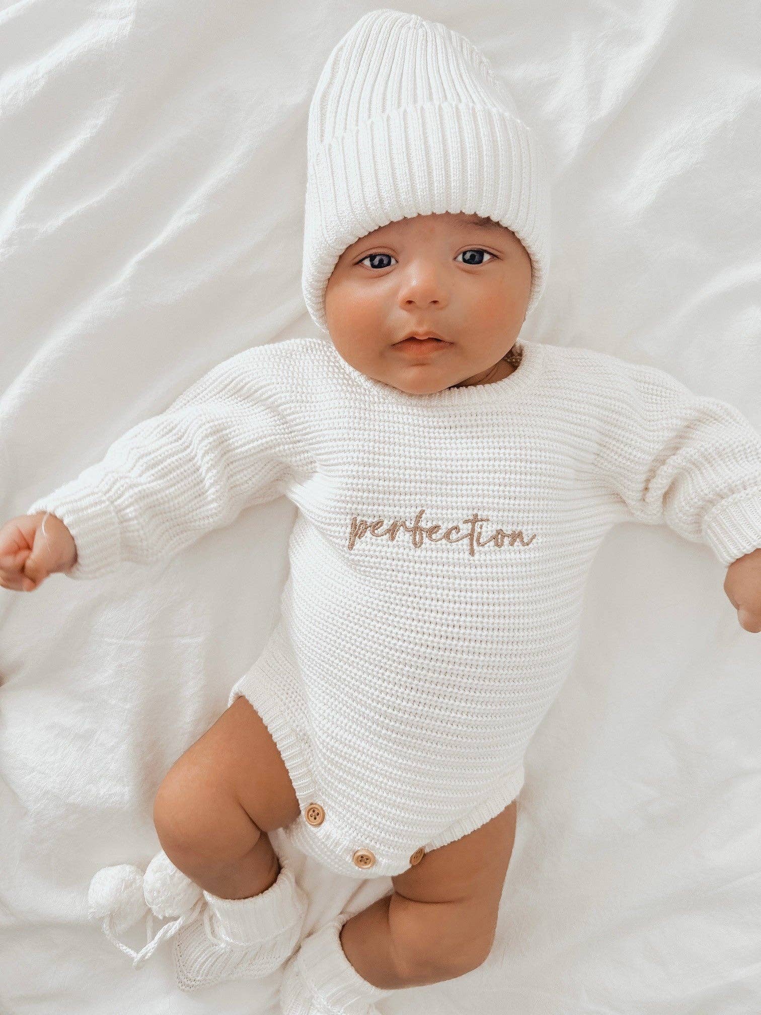 Petite + Co - Wholesale Jumpsuit - Baby - CLASSIC RIBBED ROMPER - MILK | PERSONALISED EMBROIDERY AVAILABLE8
