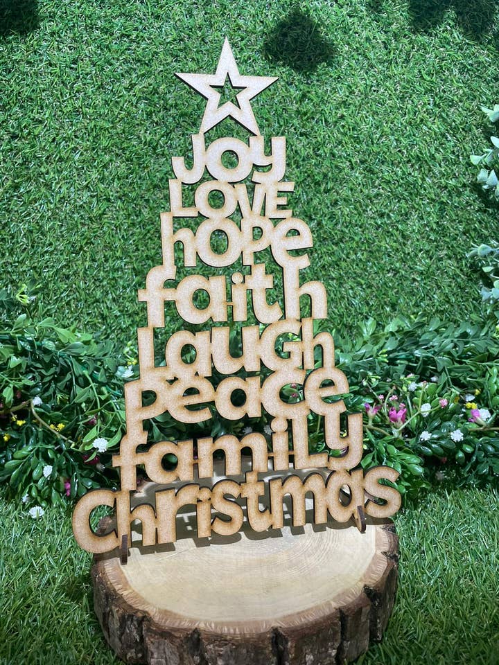 Christmas Words Tree for wholesale by manchester laser cuts