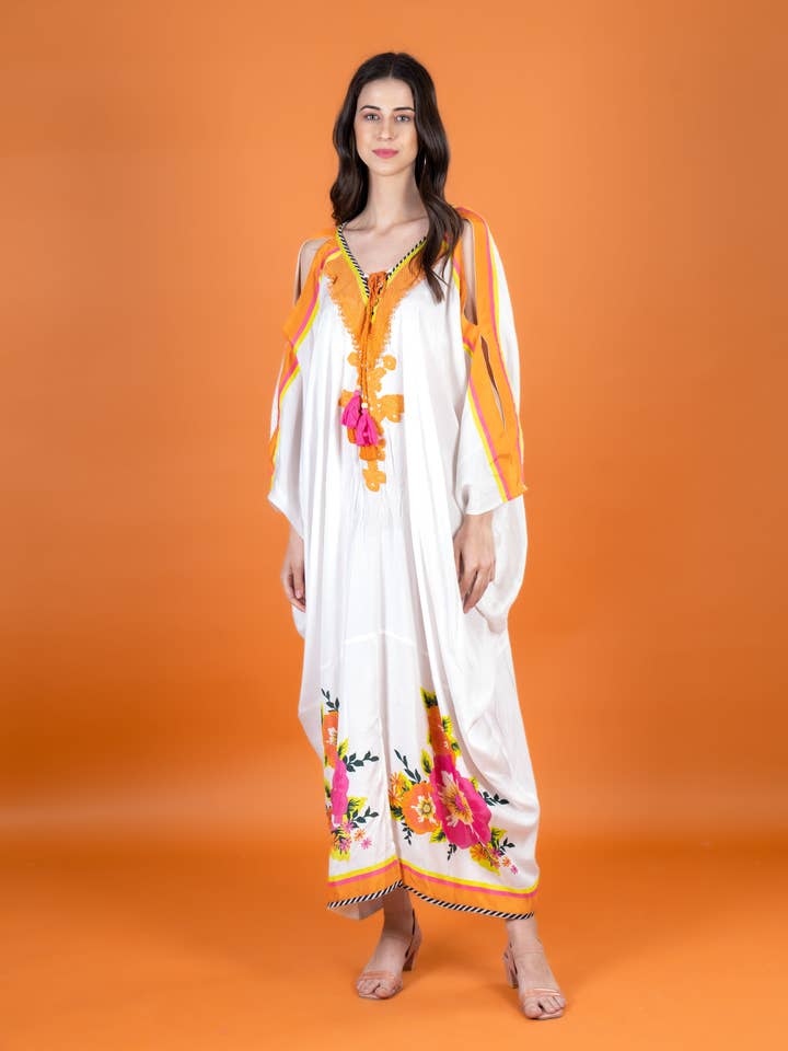 PEONY BEADED KAFTAN WITH SLIP for wholesale by Anannasa Lifestyle