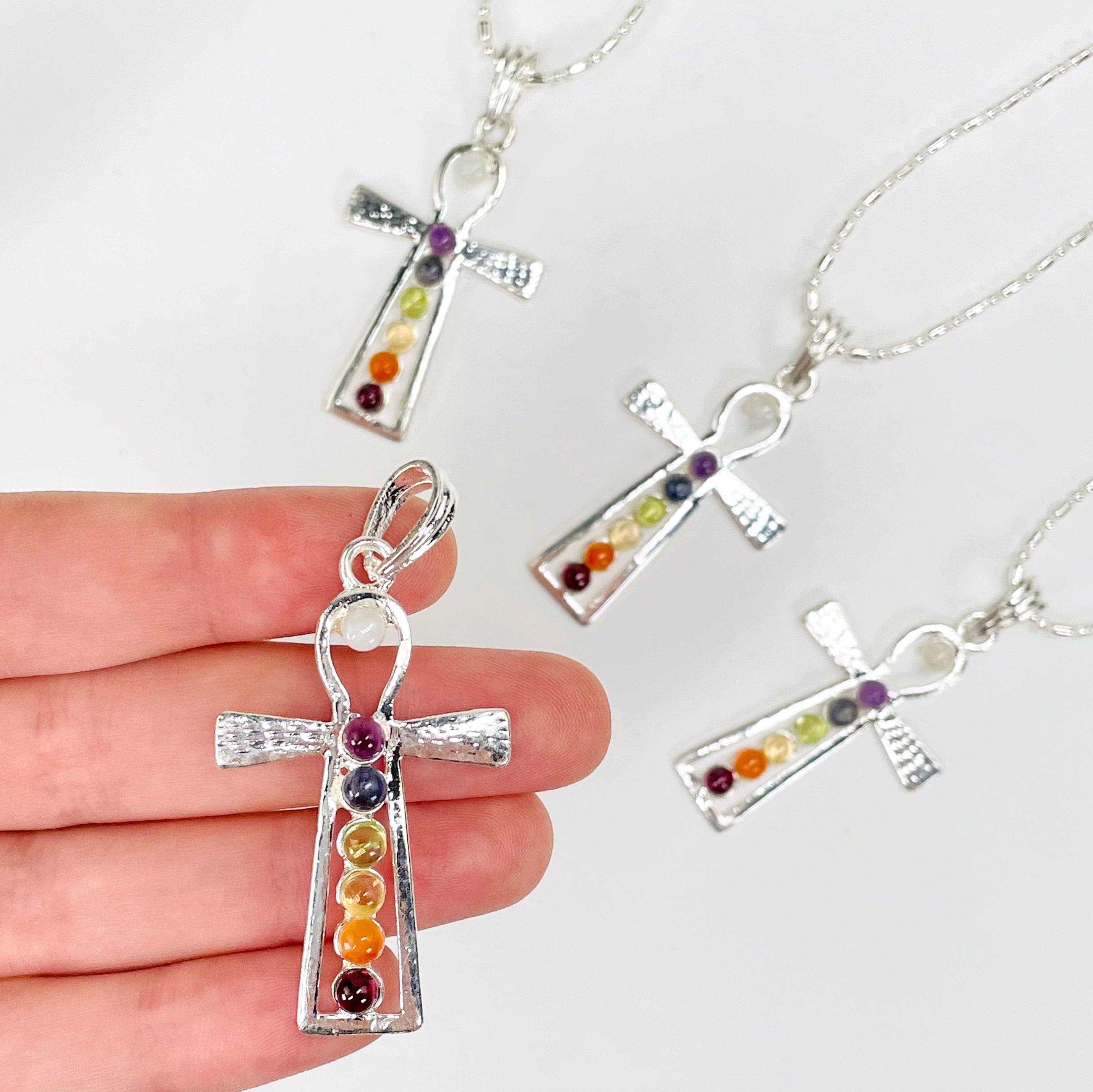 Rock Paradise – wholesale Pendant/charm necklace – Crystal Chakra Ankh Pendant Necklace0