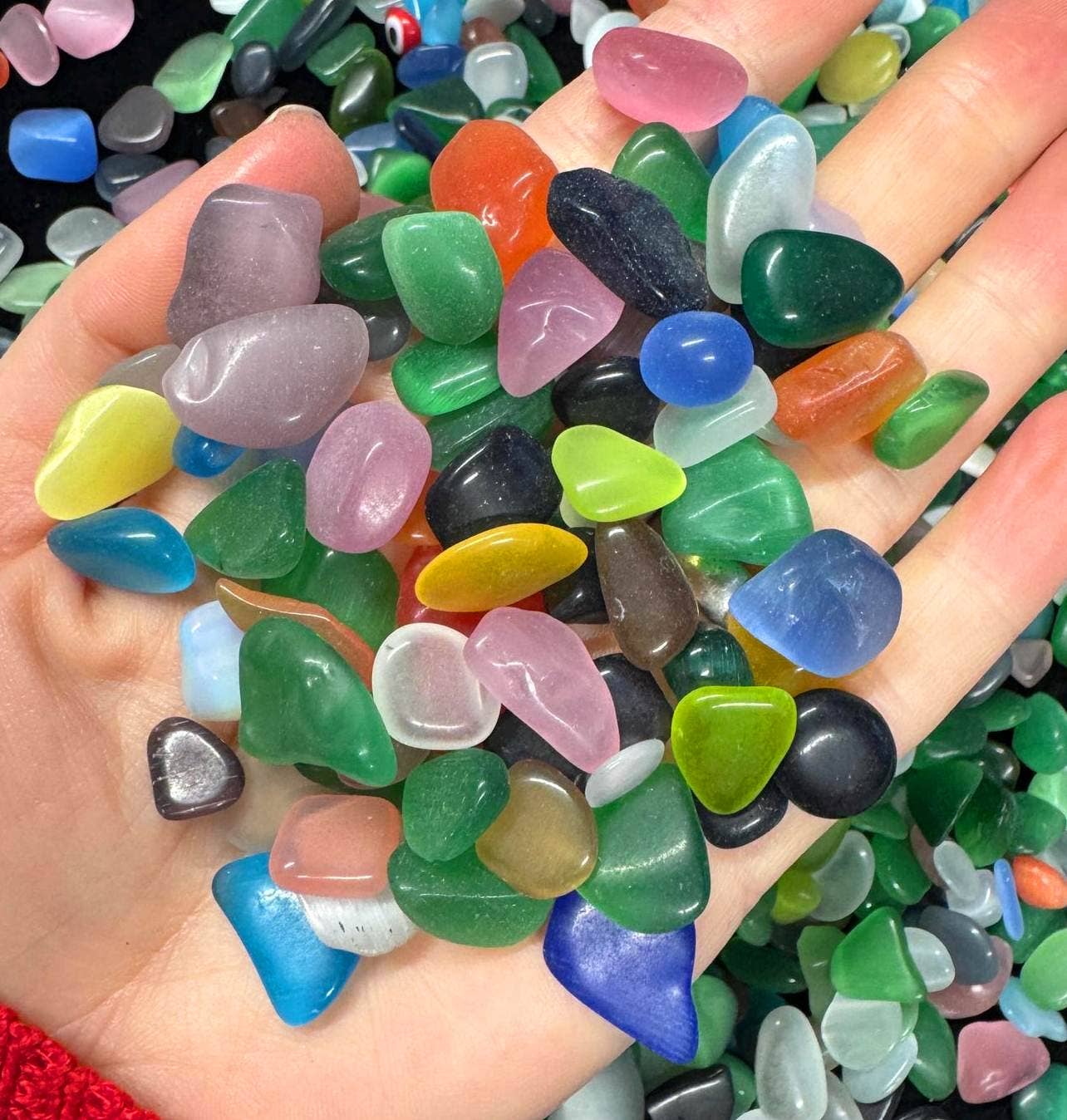 Elf Kendal Hippies – wholesale Andlig sten/kristall – Kattöga chips 20g påse 5-15mm ädelstenar regnbåge kattöga trumlad0