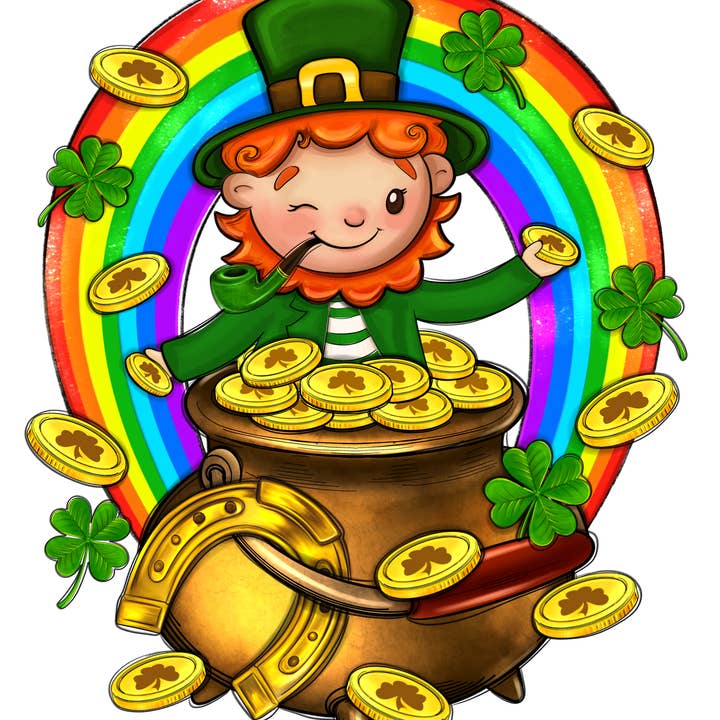 Leprechaun Pot of Gold St. Patricks Day Transfer for wholesale by Sights Ink
