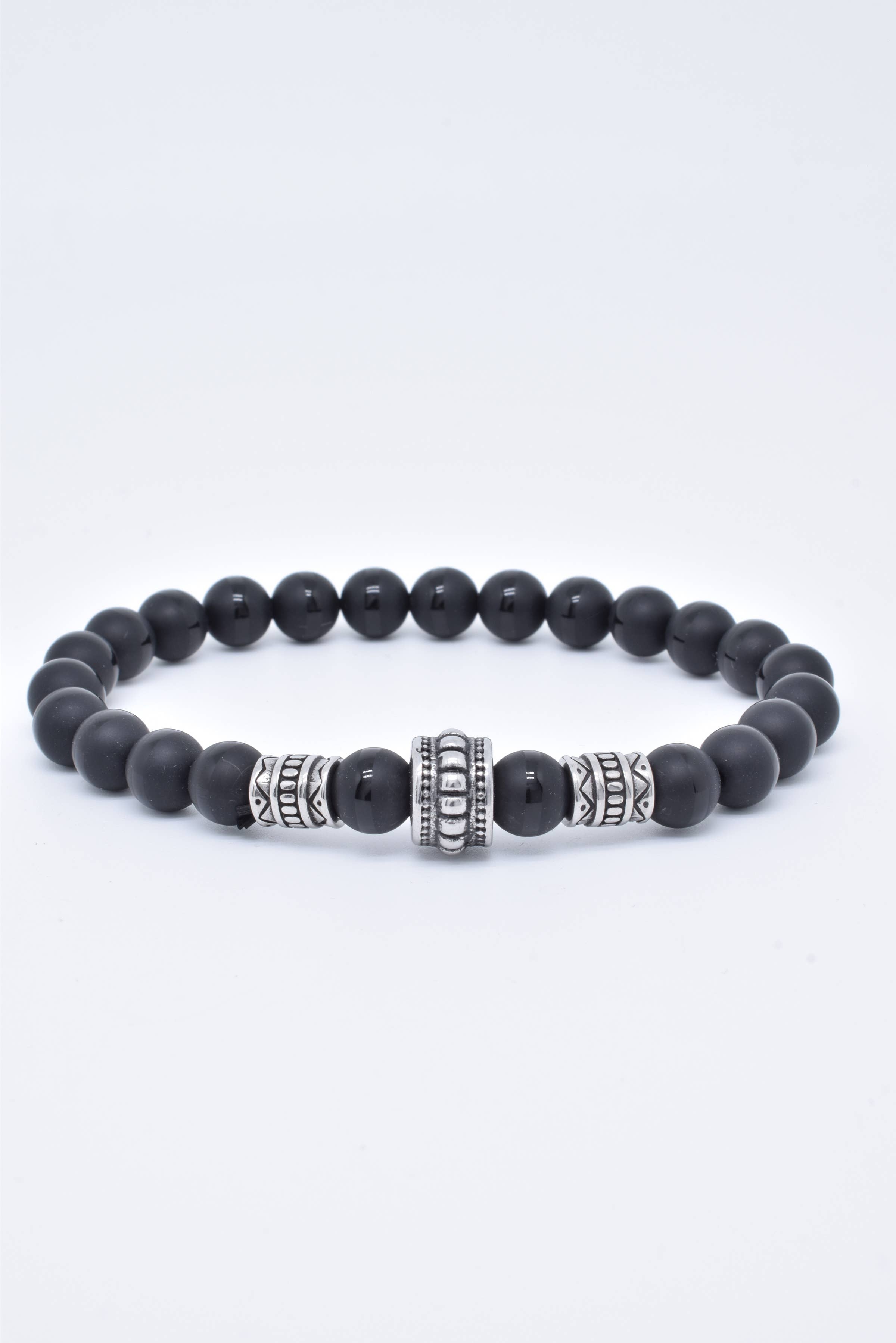 Kapyco - Vendita all'ingrosso Bracciale con perline - Bracciale da uomo elastico in acciaio inox con pietre naturali - BR1102065