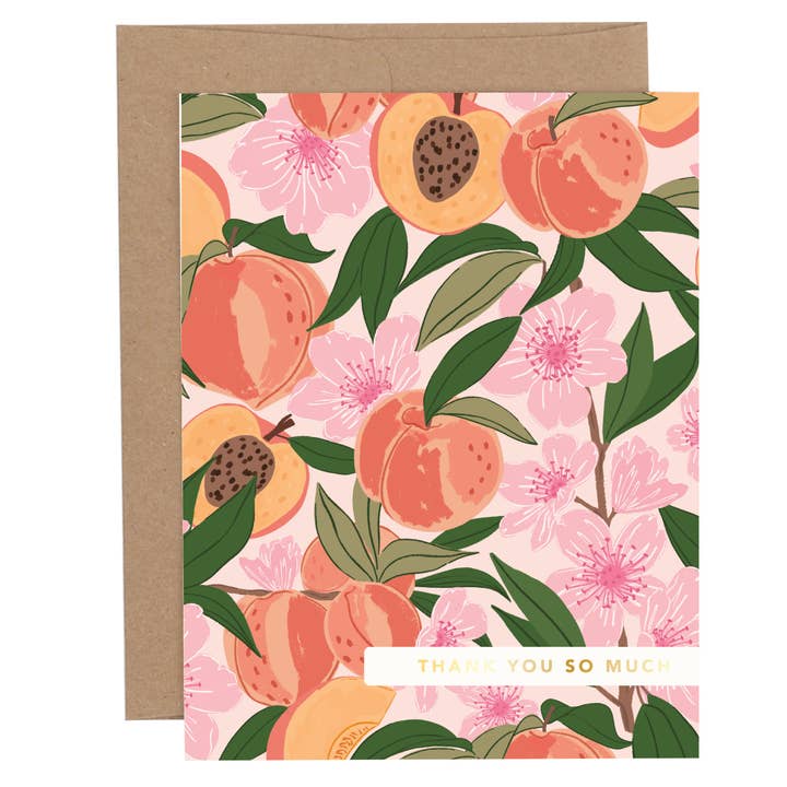 Carte de vœux ruban pêche merci beaucoup pour la vente par Paper Farm Press