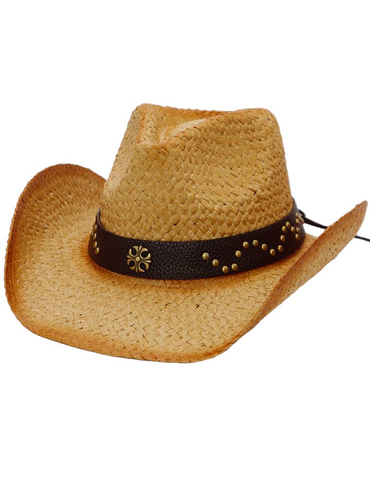 Chapeau de cowboy baroque en paille brûlée ombrée pour la vente par Cap Zone