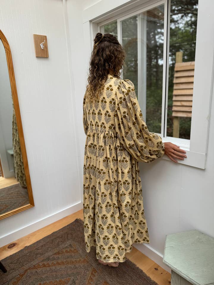 Florawear.co - Wholesale Dress - Women's - organic cotton flowy puff sleeve pockets long dress