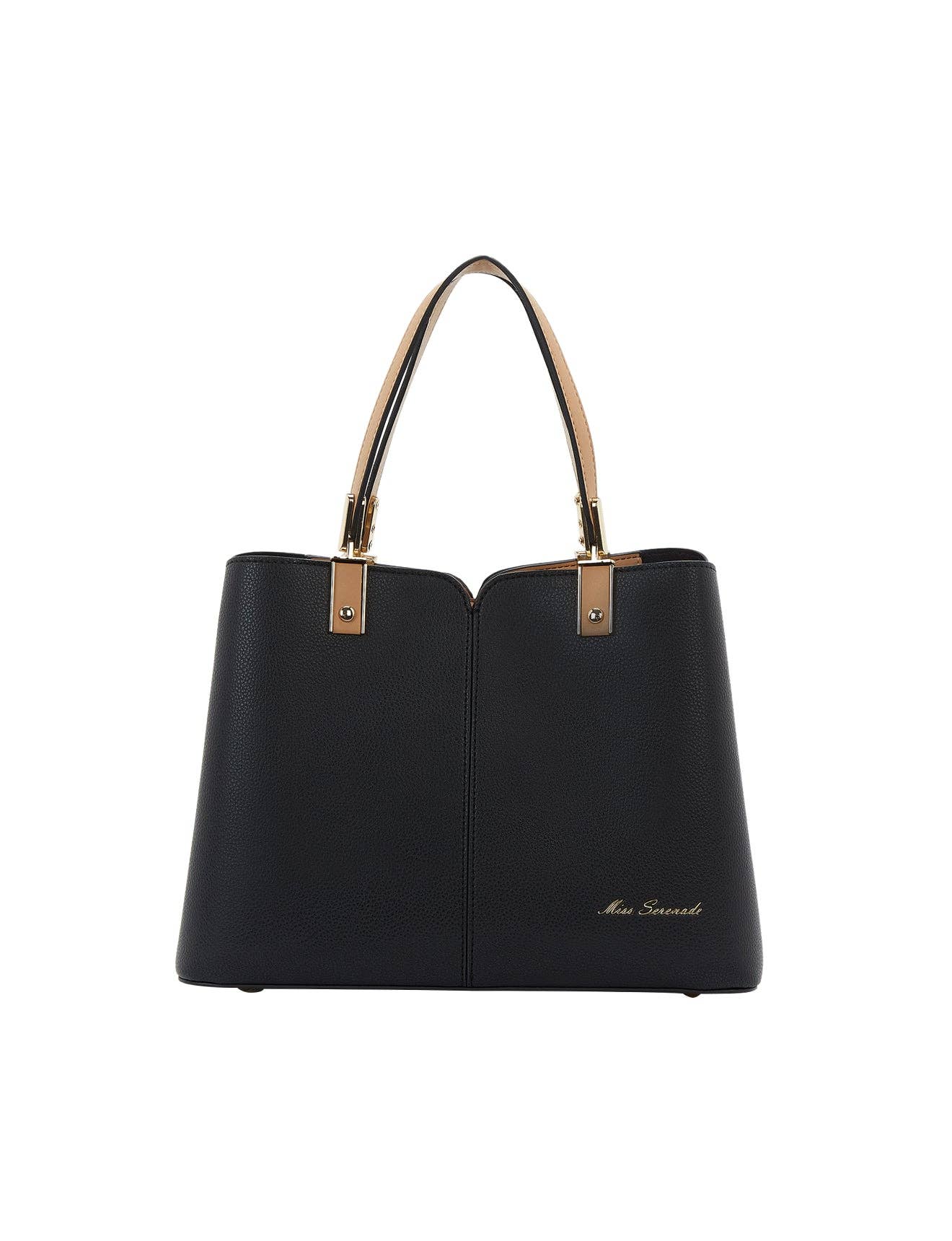 Serenade Beverly Hills Collection - Vente Sac à main avec poignée sur le dessus – femme - SAC TRIPLE COMPARTIMENT VÉGAN CHANTAL-NOIR/CAMEL1