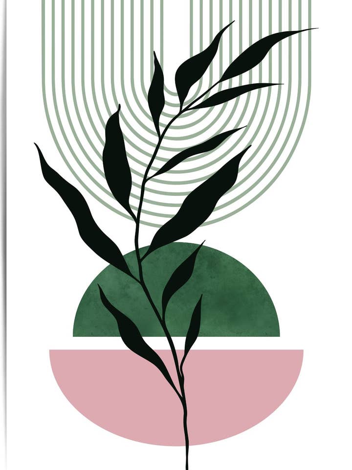 Mid Century Pink and Green Wall Art Poster 1 for wholesale by THE WALL HABITAT