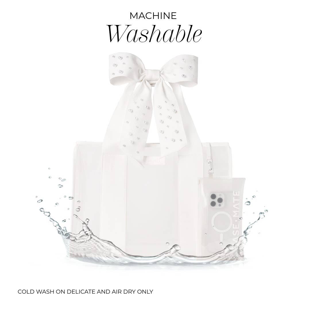 Case-Mate - Wholesale Tote Bag - Women's - Case-Mate Ivory Pearl Bow Jelly Tote Bag8