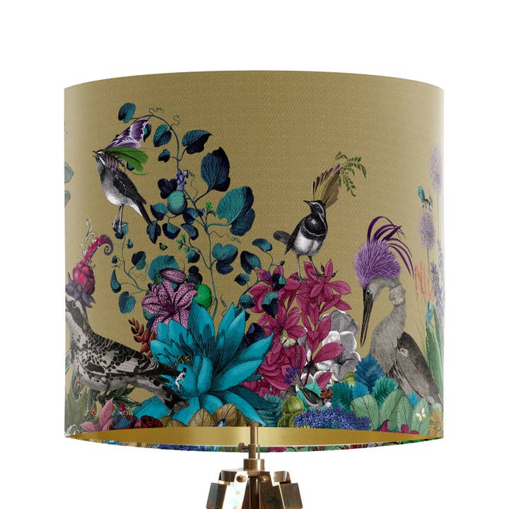 FabFunky Ltd – Großhandel Lampenschirme – Botanischer Lampenschirm Glorious Plumes Gold Designer 3er-Pack