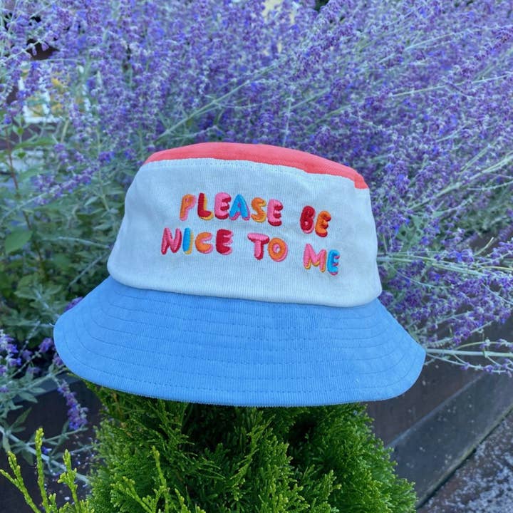 The Peach Fuzz - Wholesale Bucket Hat - Women's - Please Be Nice To Me Color Block Bucket Hat9