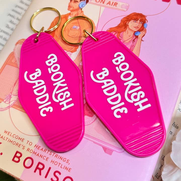 Bookish Baddie Motel Keychain for wholesale by The Swoon Room