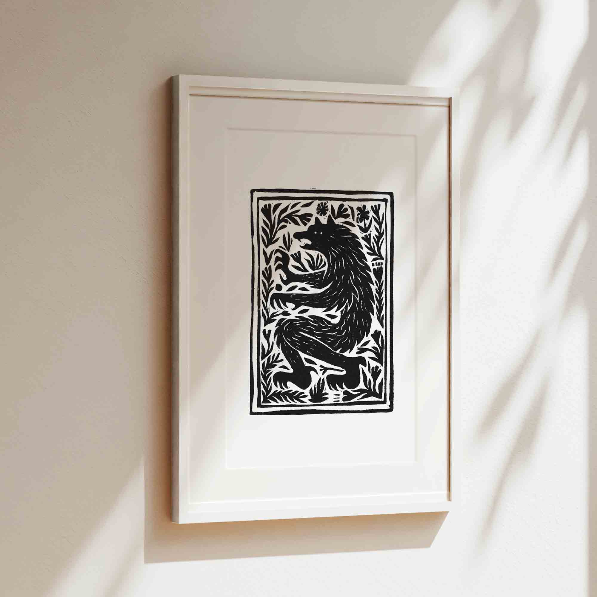 Katia Hinic Studio - Wholesale Art Print - 'Wolf' lino print6