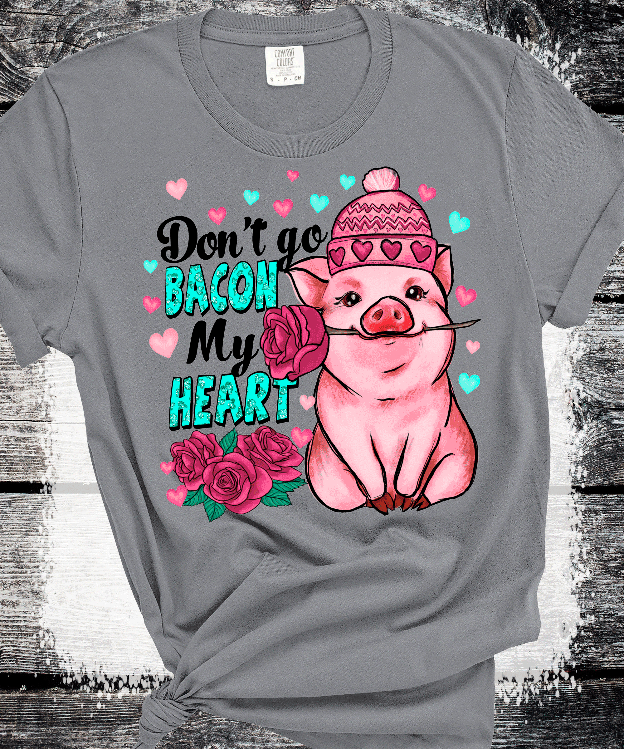 A Blessed Texas Mess Boutique - Wholesale T-Shirt (Graphic) - Women's - Don't go Bacon My heart Valentines day Gift Funny Mama Shirt11