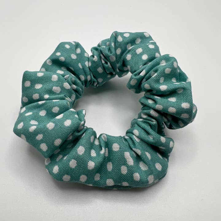 Teal Polka Dot Scrunchie for wholesale by The Lanyard Boutique