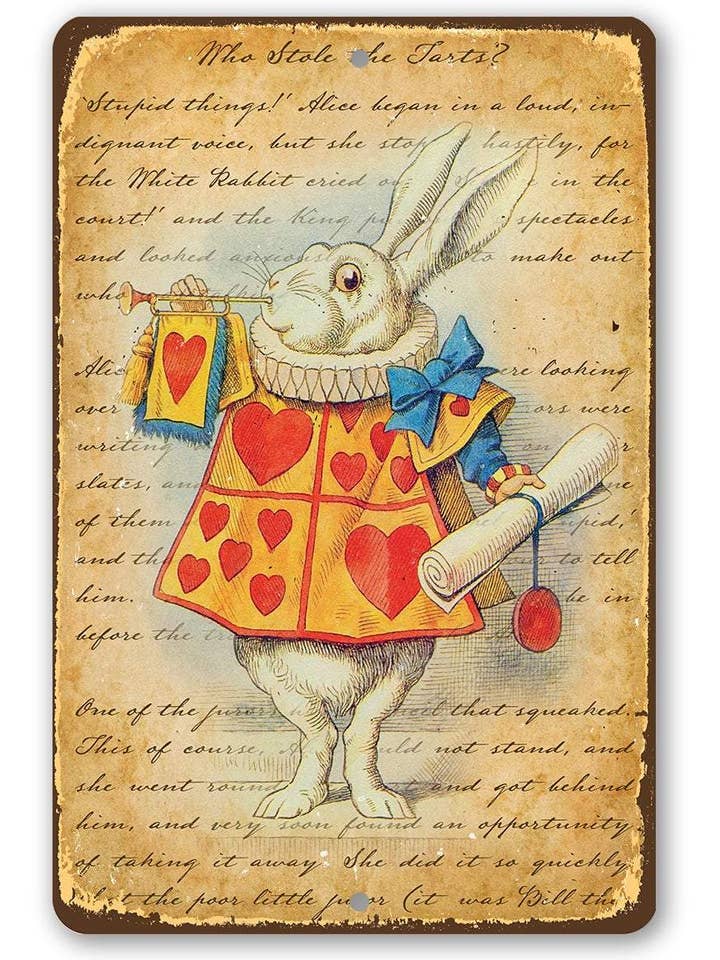 Alice in Wonderland - White Rabbit - Metal Sign for wholesale by Lone Star Art Metal Signs