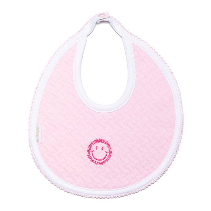 Bavoir Happy Face - Jacquard rose pour la vente par A Dodo Baby