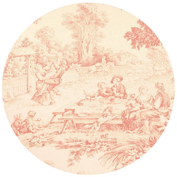 Underplatta i bomull - Toile de Jouy Rosa för wholesale av Maria Vittoria Atelier