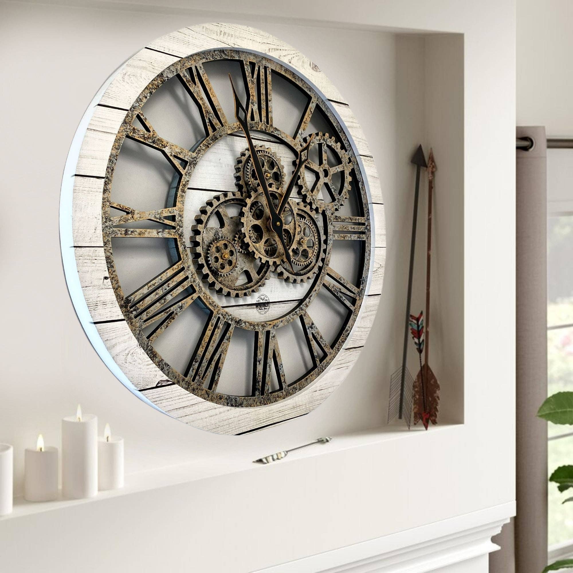 The Gears Clock - Wholesale Wall Clock - AMERICA LINE WALL CLOCK 24 INCH WHITE FARMHOUSE1