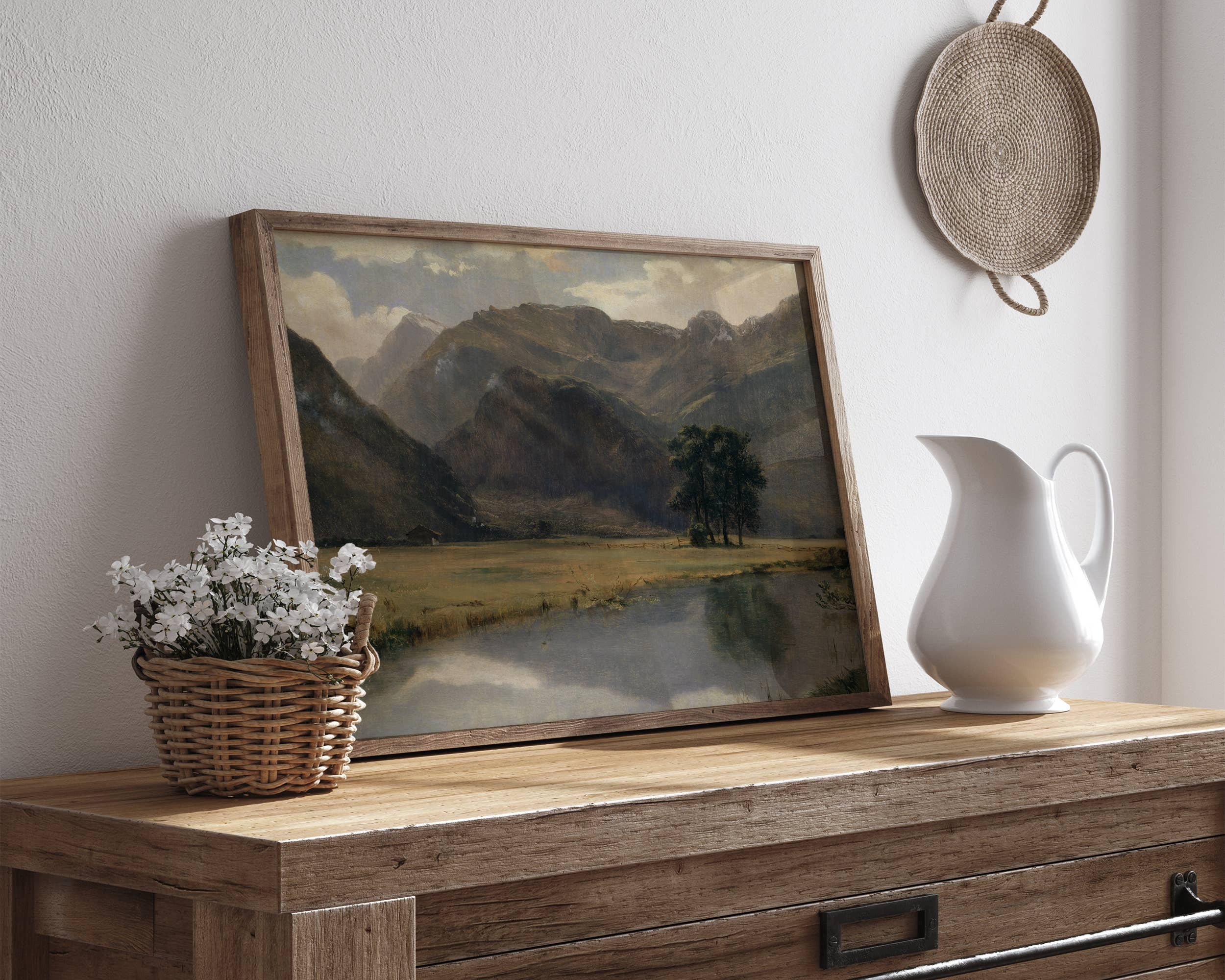 Sugar & Canvas – wholesale Art print – Vintage European Autumn Mountain Lake Landscape Print VP1083