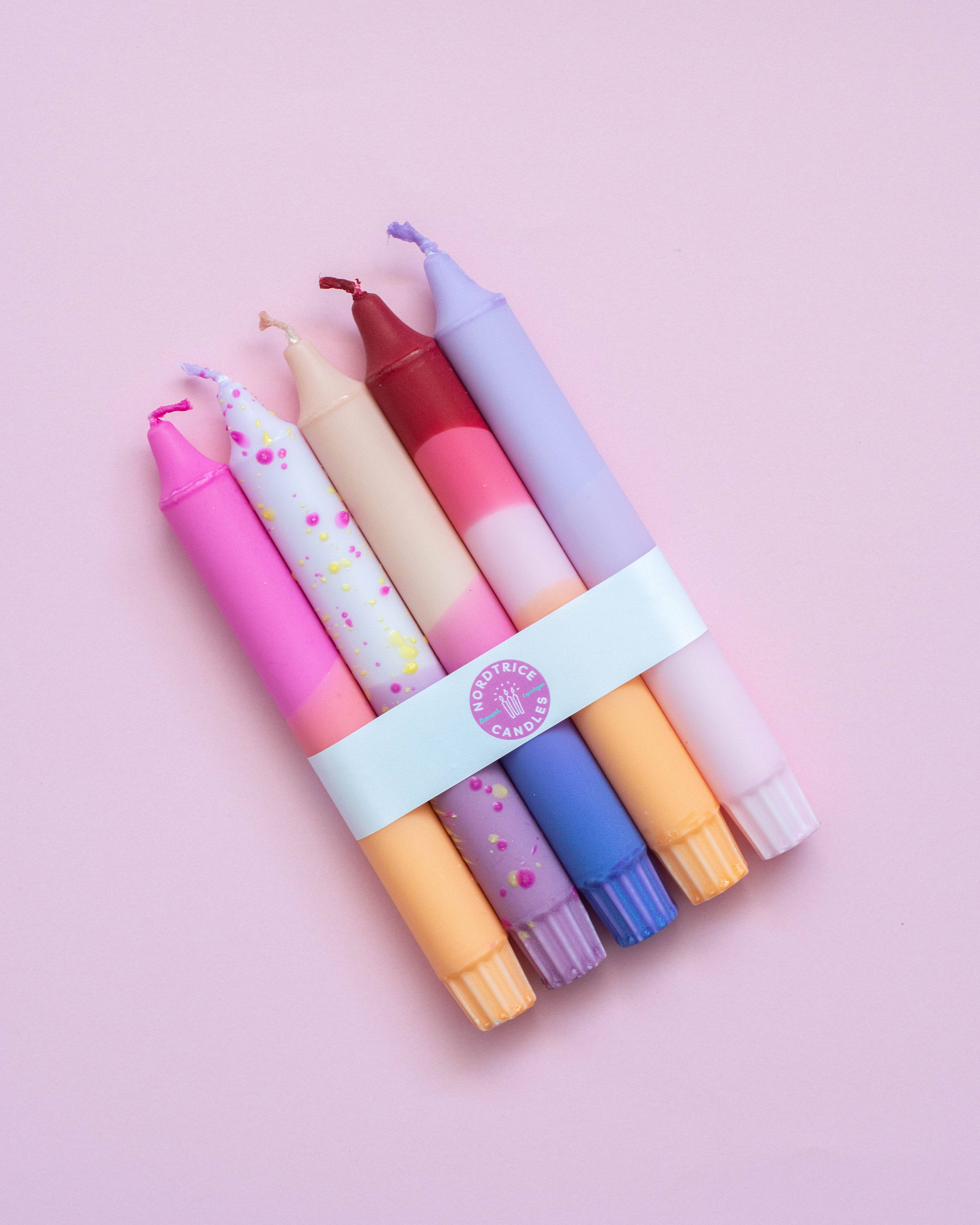 Nordtrice - Wholesale Tapered Candle/Candlestick - Taper candles- 5 pack/ pastel party sunset mix1