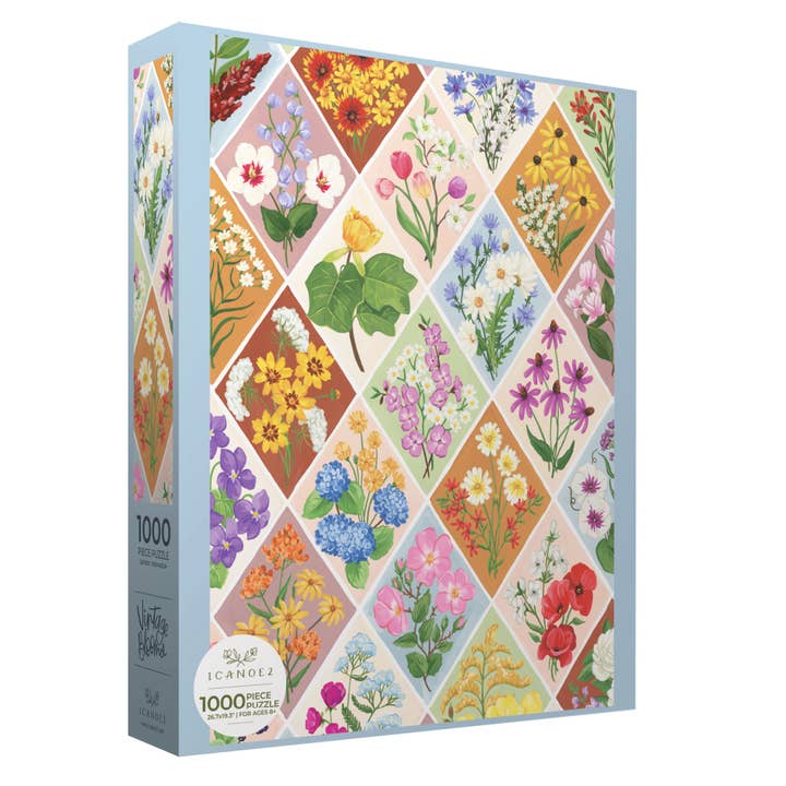 Vintage Blooms - 1,000 Piece Floral Jigsaw Puzzle for wholesale by 1canoe2 | One Canoe Two Paper Co.