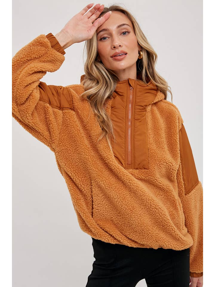 Bluivy - Wholesale Hoodie - Women's - FAUX SHEARLING CONTRAST HOODIE23