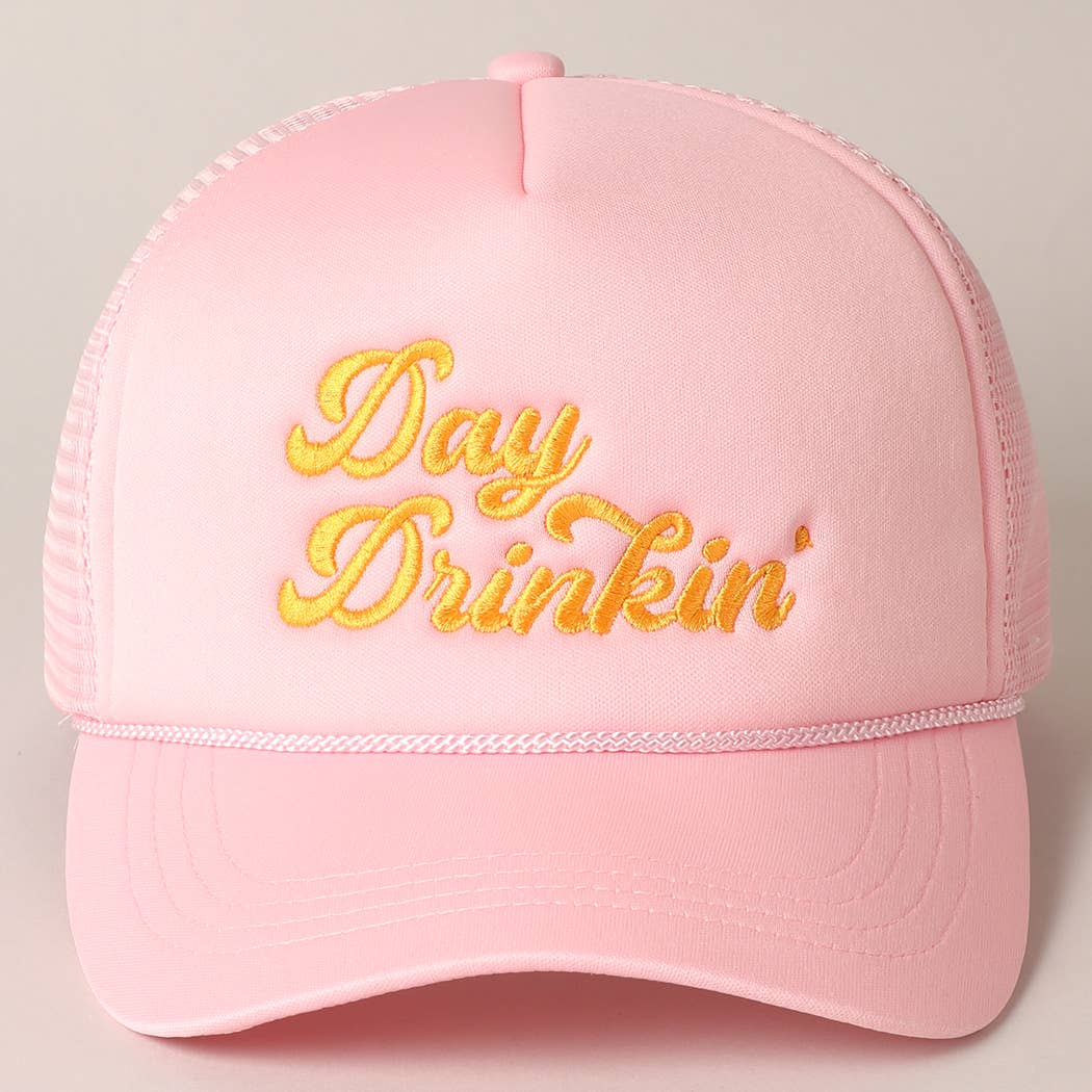 Fashion City - Wholesale Trucker Hat - Women's - Day Drinkin Texts Embroidery Mesh Back Trucker Hat2