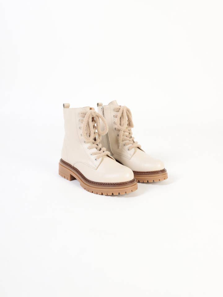 ELLIE LATTE - Lace-Up Flat Ankle Boots for wholesale by KMB Shoes