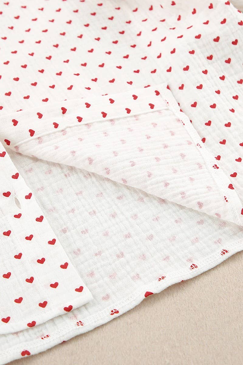 White CWSPJ0069_LONG SLEEVED SHIRT WITH BUTTONS SHORTS PAJAMAS SET for wholesale on Faire8