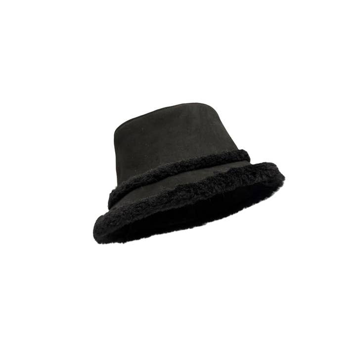 Fashion Scarf World - Wholesale Bucket hat – Women's - Faux Suede & Shearling Bucket Hat2