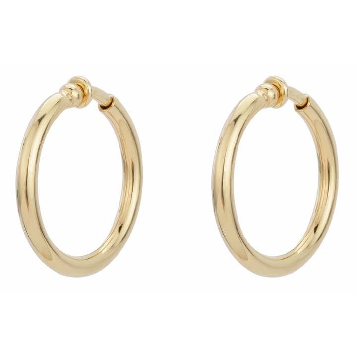 Brincos de argola Traveller com fecho, banhados a ouro - 33 mm por atacado de Hollander Jewels B.V.