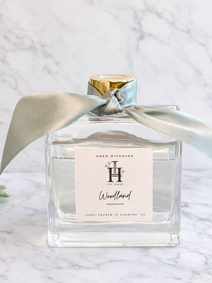 Glass Square Reed Diffuser with Gold Collar for wholesale by IVY HAUS