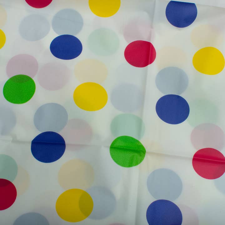 Multi Colored Polka Dot Plastic Tablecloth 54x108in. for wholesale on Faire