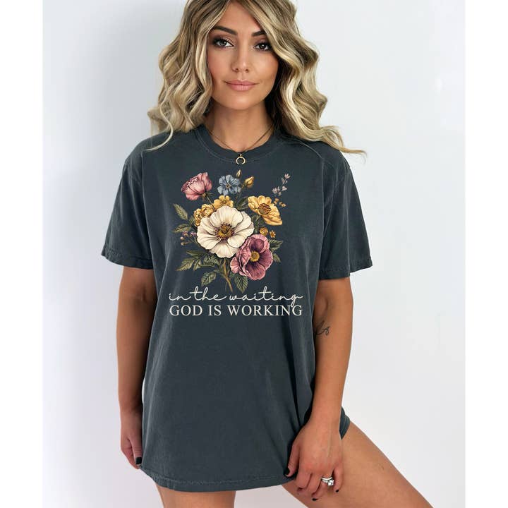 In The Waiting God Is Working Graphic Tee for wholesale by Flener’s Boutique