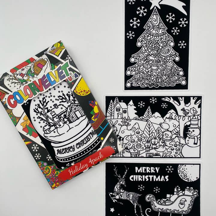 CHRISTMAS Holiday 4pack -Tree,Snowglobe,Village,Deer-Sleigh for wholesale by Colorverse