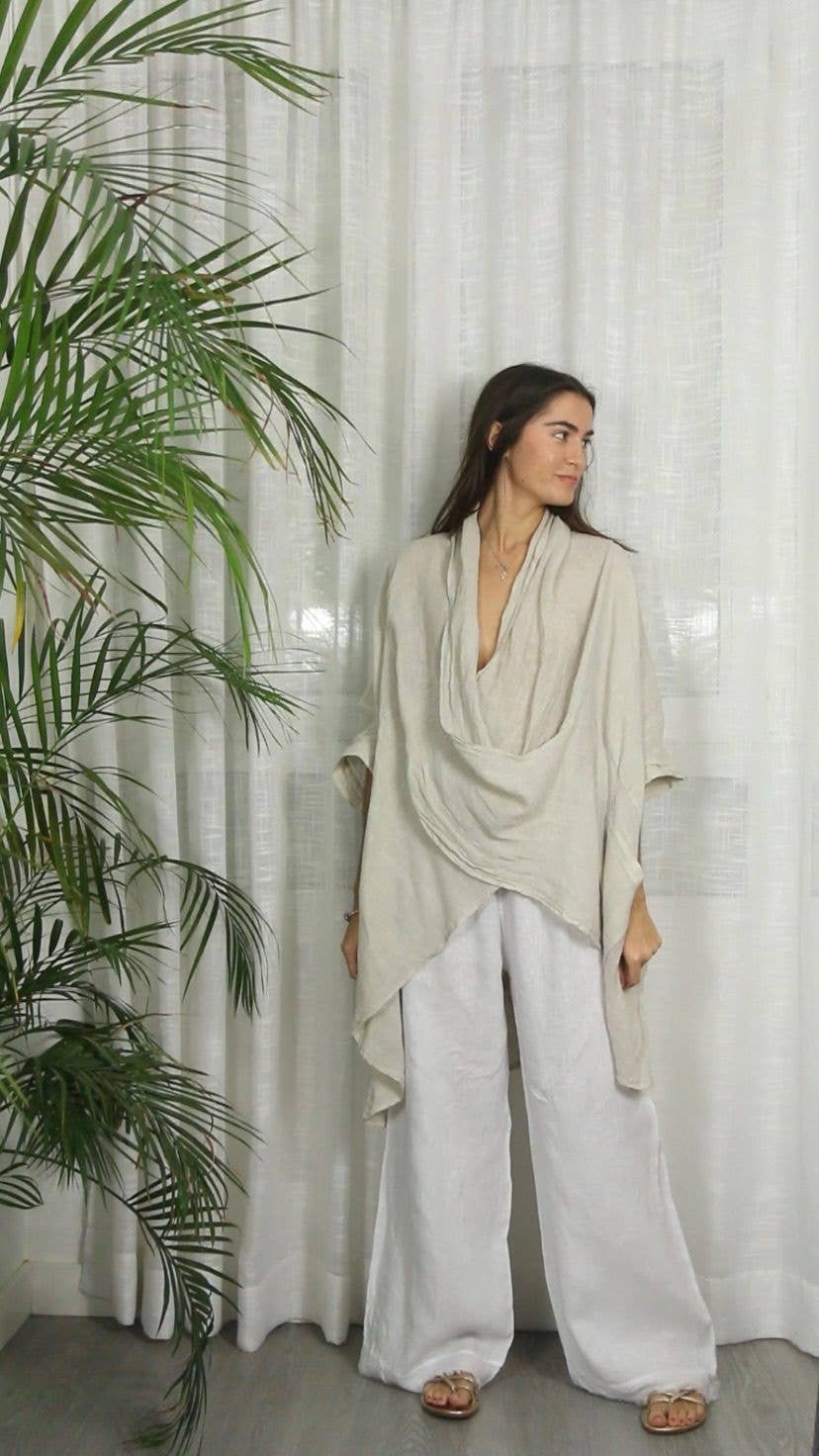 Linen & More - Venta al por mayor Blusa - Mujer - REF 83591 BLUSON OVERSIZE LINO 100%10