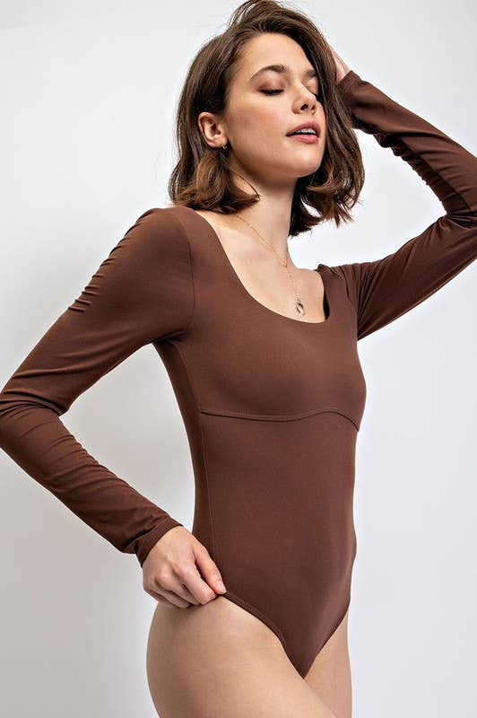 Sunday Morning - Wholesale Bodysuit - Women's - T759837 Long Sleeve Square Neckline Yoga BodySuit3