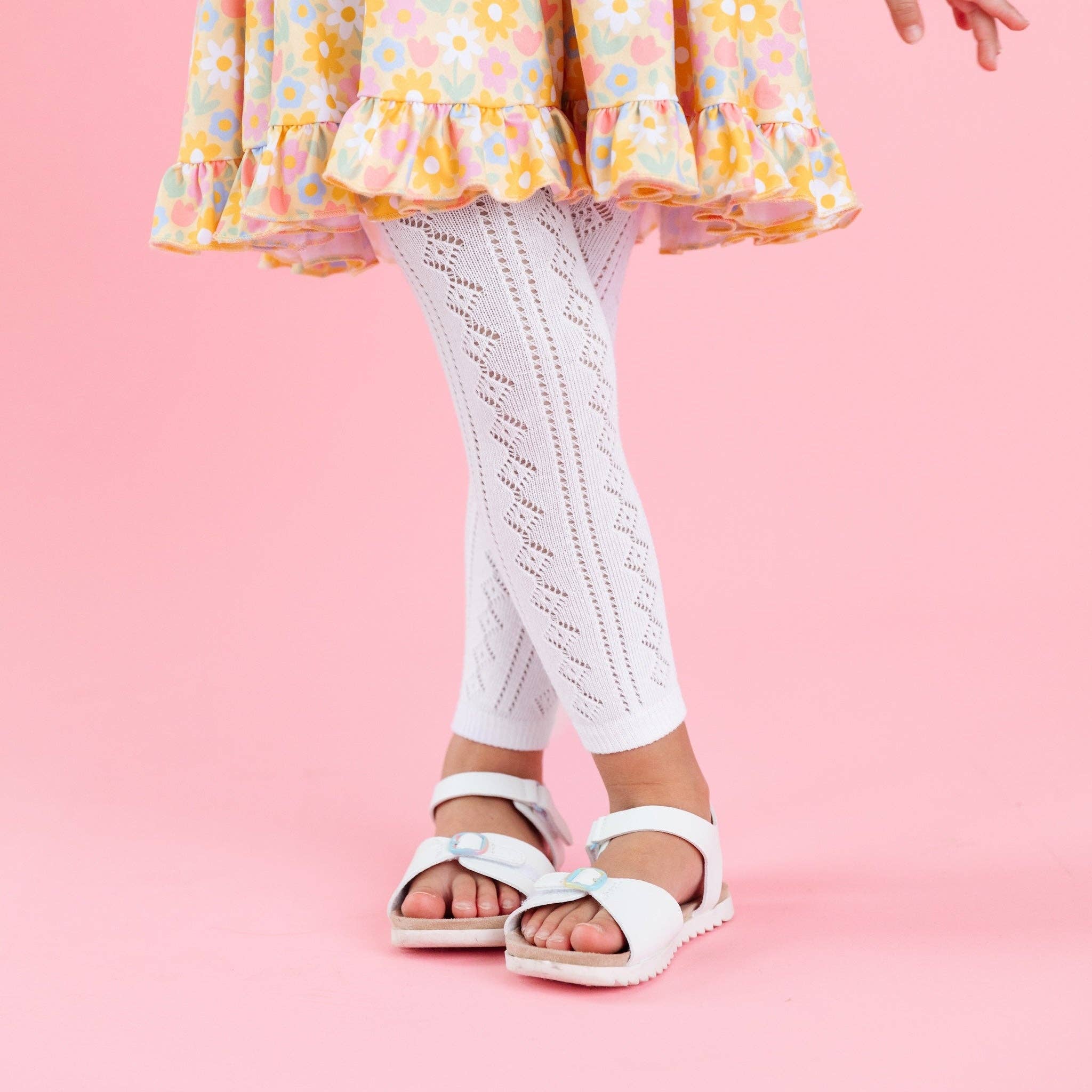 Little Stocking Co. – Großhandel Strumpfhose – Kinder – Weiße, schicke, fußlose Strickstrumpfhose0