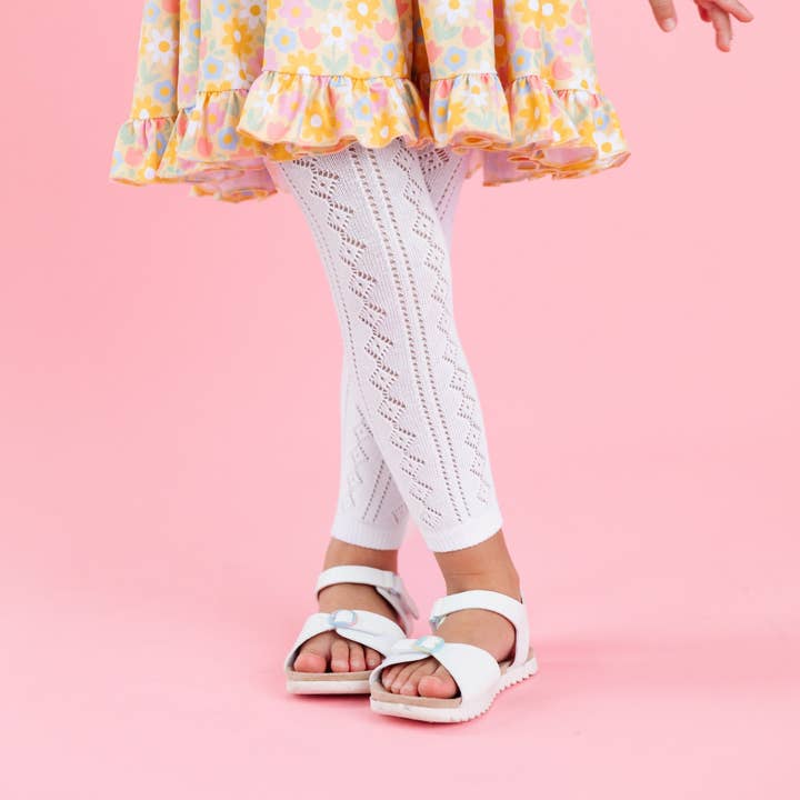 Little Stocking Co. – Großhandel Strumpfhose – Kinder – Weiße, schicke, fußlose Strickstrumpfhose