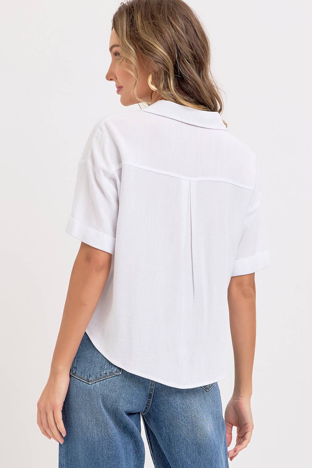 Sweet Lovely by Jen - Wholesale Button Down Shirt - Women's - LINEN BLEND BUTTON DWON CASUAL SHIRT20