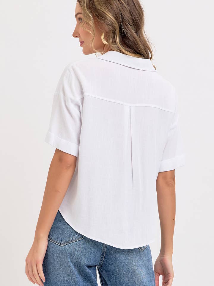 Sweet Lovely by Jen - Wholesale Button Down Shirt - Women's - LINEN BLEND BUTTON DWON CASUAL SHIRT20