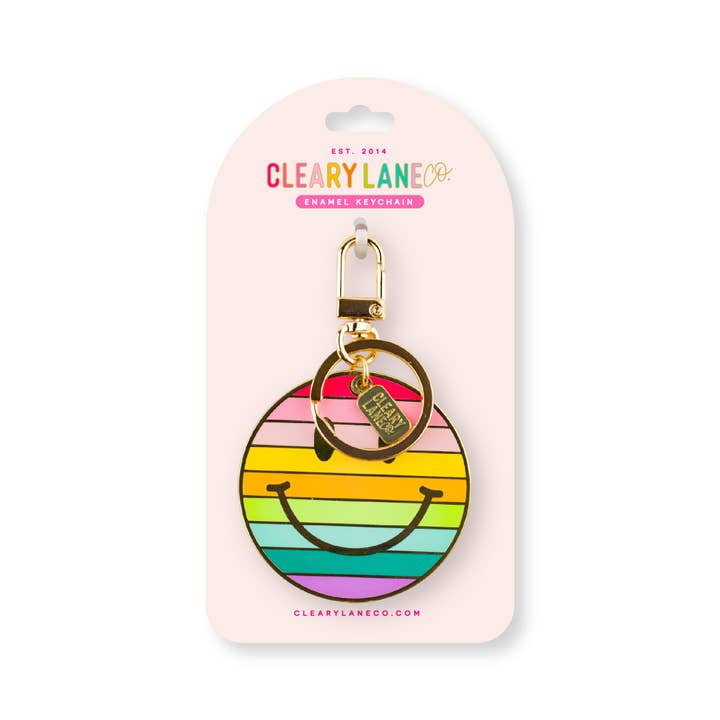 Cleary Lane - Wholesale Keychain - Women's - Smiley Face Rainbow Enamel Keychain1