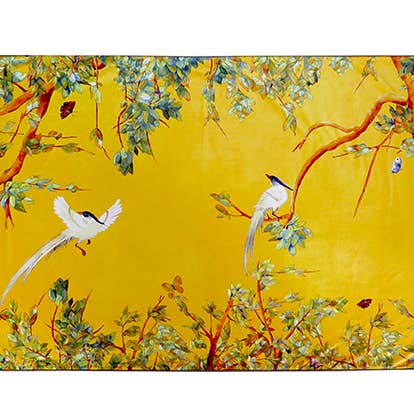 Ina de saint andeol - Wholesale Bedding Blanket - Yellow Chinoiserie Bed Runner1